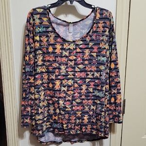 LuLaRoe Multicolor Geometric Long Sleeve Top